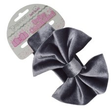 HB114-G: Grey Velour Headband w/Bow